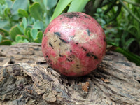 Polished Rhodonite Spheres x 2 From Zimbabwe - Toprock Gemstones and Minerals 