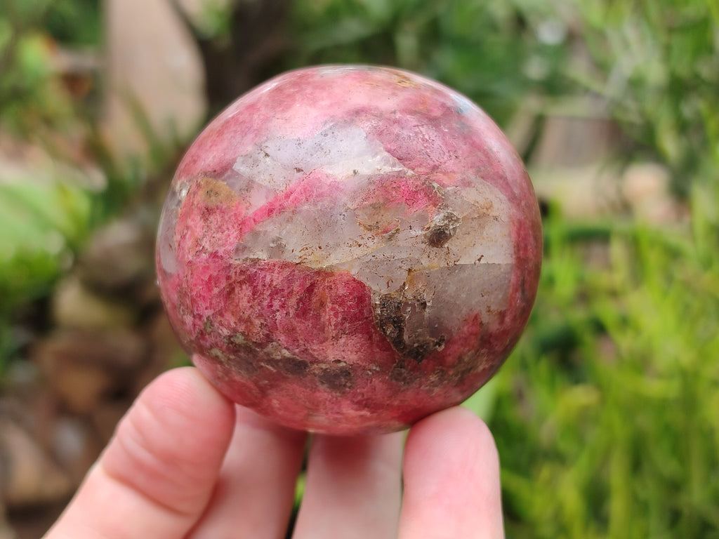 Polished Rhodonite Spheres x 2 From Zimbabwe - Toprock Gemstones and Minerals 