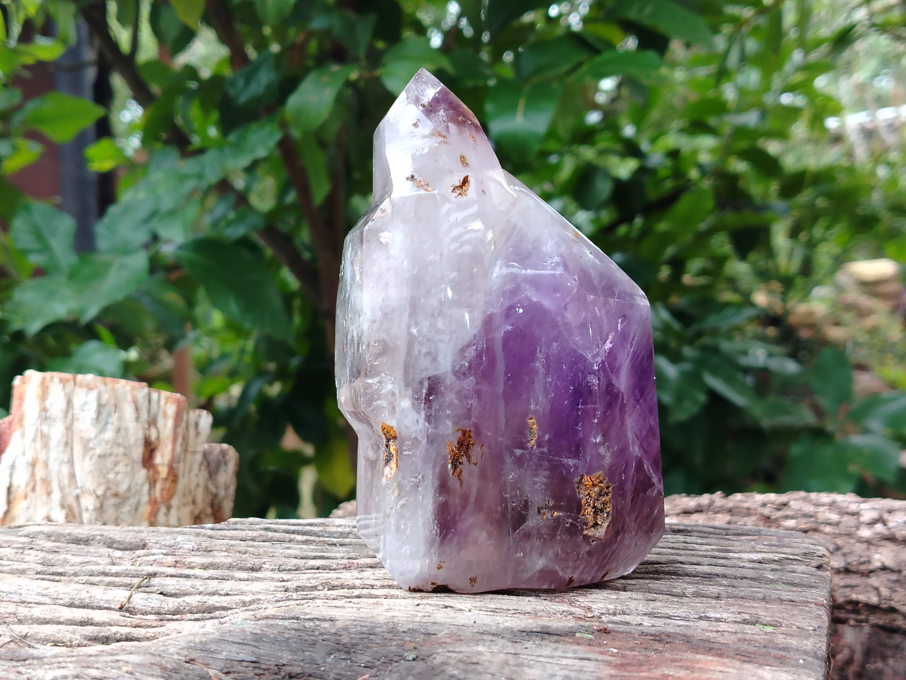 Polished Smokey Window Amethyst Quartz Crystals x 2 From Akansobe, Madagascar - Toprock Gemstones and Minerals 