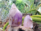 Polished Smokey Window Amethyst Quartz Crystals x 2 From Akansobe, Madagascar - Toprock Gemstones and Minerals 