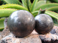 Polished Pharaoh Stone Black Basalt Spheres x 3 From Zimbabwe - Toprock Gemstones and Minerals 