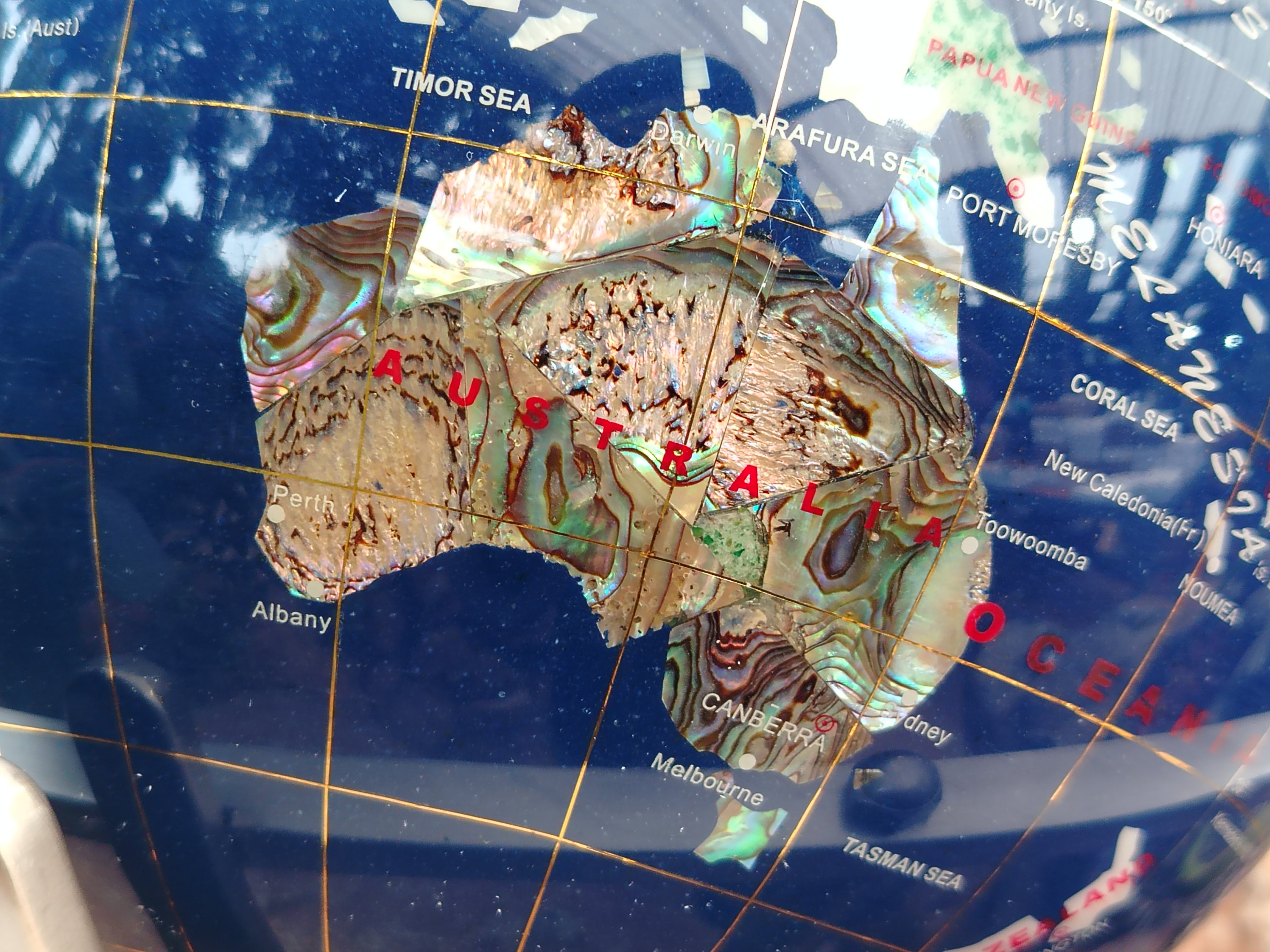 Hand Made Mixed Gemstone World Globe x 1 From China - Toprock Gemstones and Minerals 