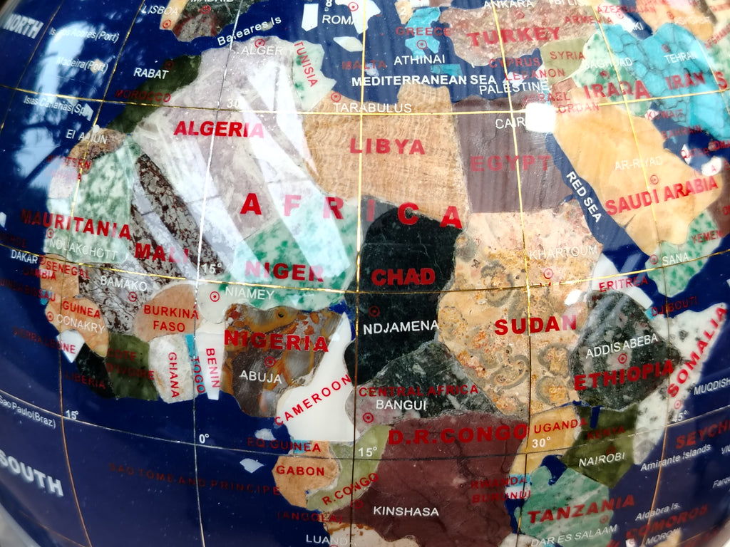 Hand Made Mixed Gemstone World Globe x 1 From China - Toprock Gemstones and Minerals 