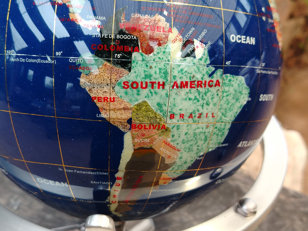 Hand Made Mixed Gemstone World Globe x 1 From China - Toprock Gemstones and Minerals 