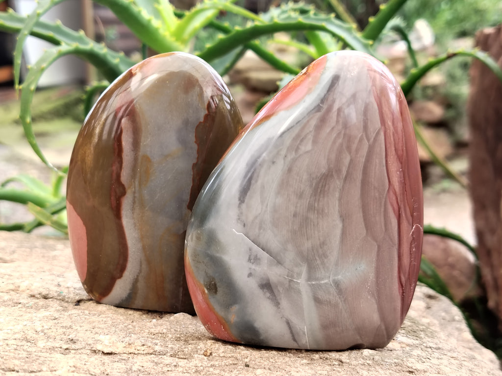 Polished Polychrome Jasper Standing Free Forms x 6 From Mahajanga, Madagascar - Toprock Gemstones and Minerals 