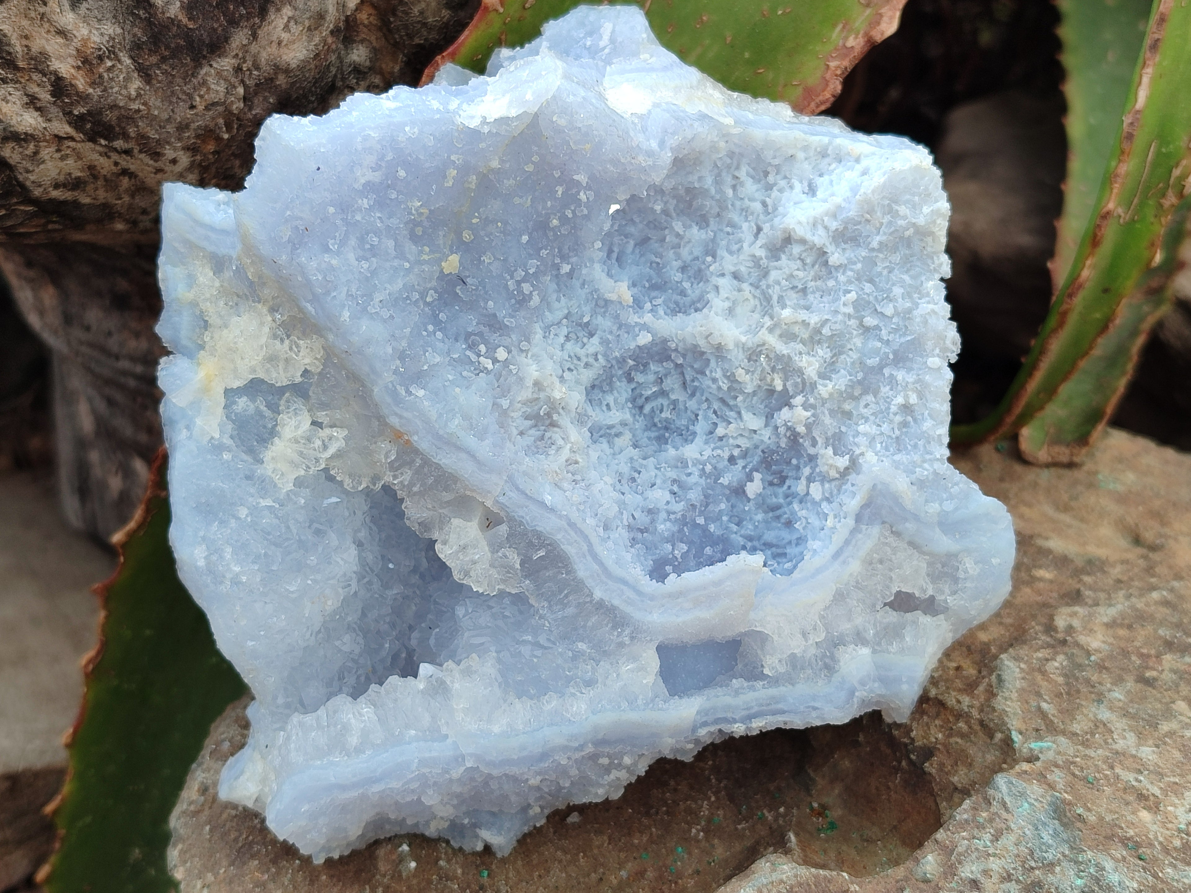 Natural Etched Blue Chalcedony Specimens x 6 From Nsanje, Malawi - Toprock Gemstones and Minerals 