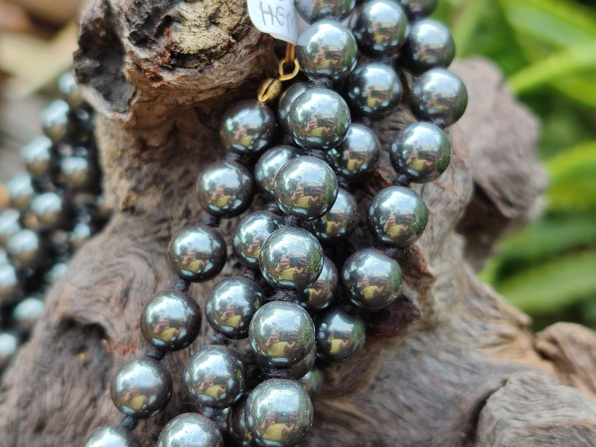 Polished Silver Hematite Ball Shaped Beaded Necklace - Sold Per Item - From China - Toprock Gemstones and Minerals 
