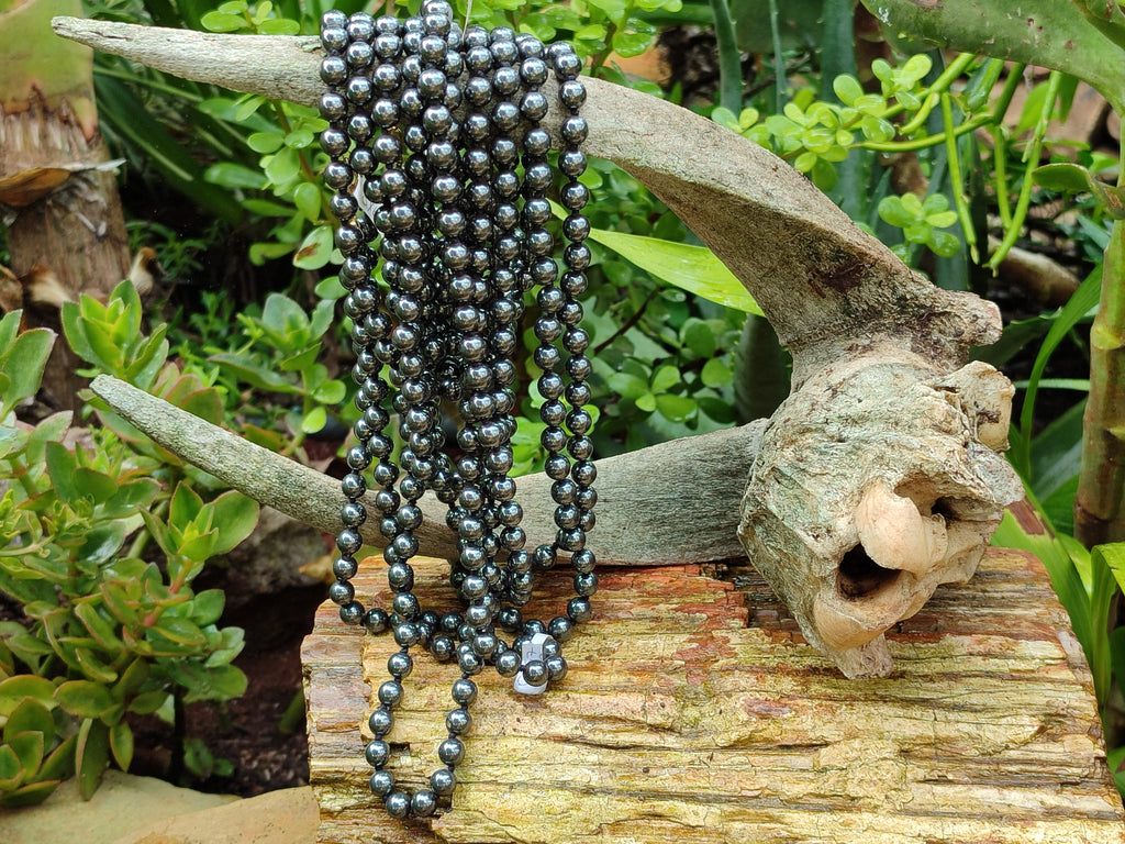 Polished Silver Hematite Ball Shaped Beaded Necklace - Sold Per Item - From China - Toprock Gemstones and Minerals 