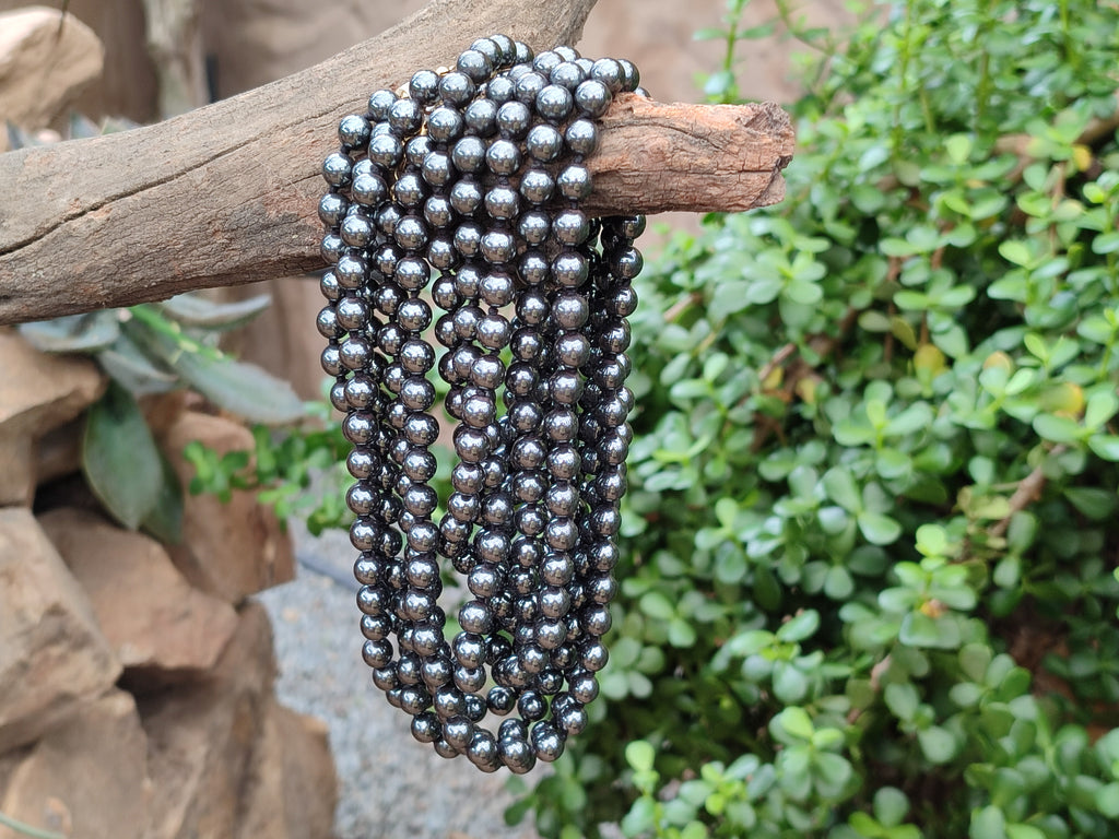 Polished Silver Hematite Ball Shaped Beaded Necklace - Sold Per Item - From China - Toprock Gemstones and Minerals 