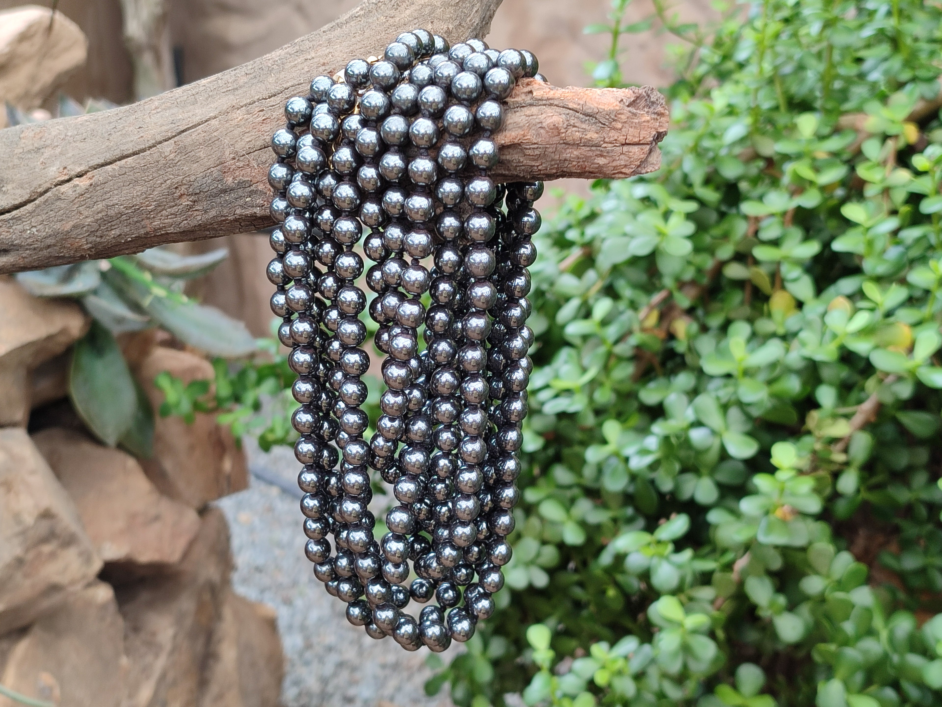 Polished Silver Hematite Ball Shaped Beaded Necklace - Sold Per Item - From China - Toprock Gemstones and Minerals 