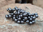Polished Silver Hematite Ball Shaped Beaded Necklace - Sold Per Item - From China - Toprock Gemstones and Minerals 
