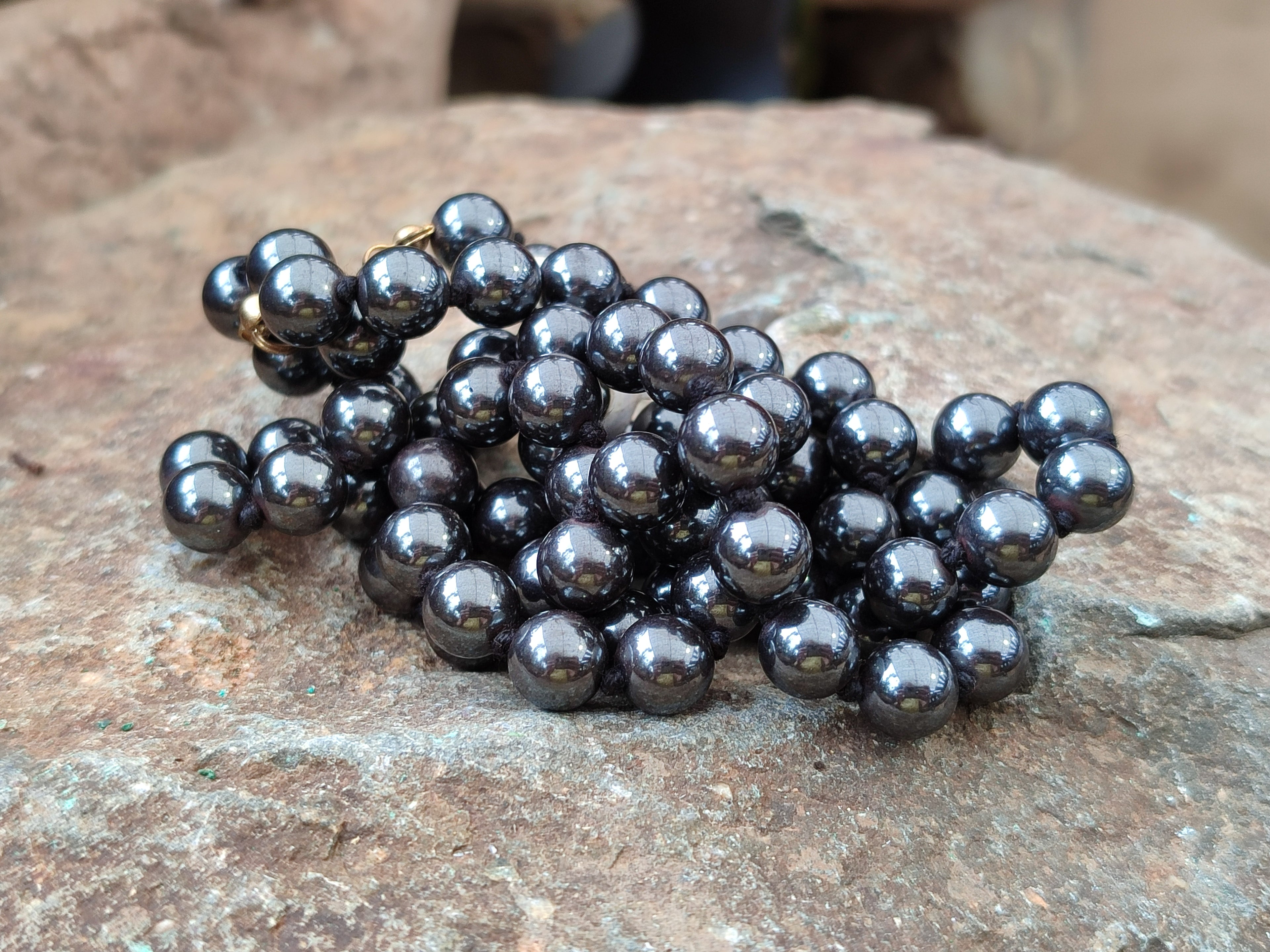Polished Silver Hematite Ball Shaped Beaded Necklace - Sold Per Item - From China - Toprock Gemstones and Minerals 