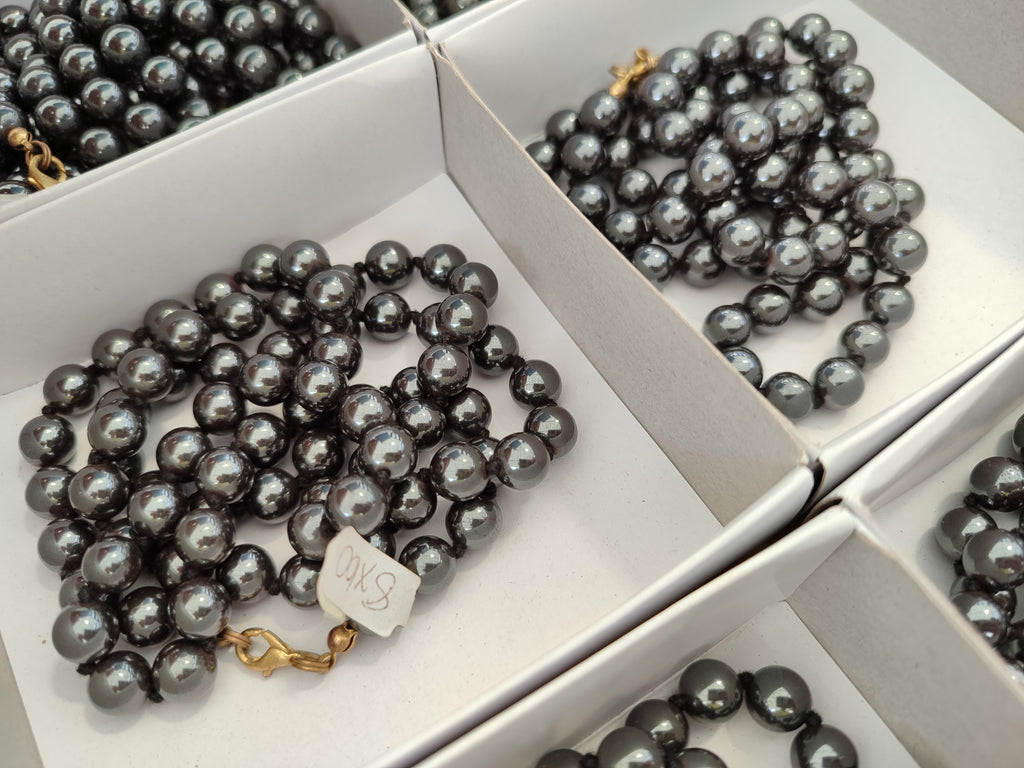 Polished Silver Hematite Ball Shaped Beaded Necklace - Sold Per Item - From China - Toprock Gemstones and Minerals 