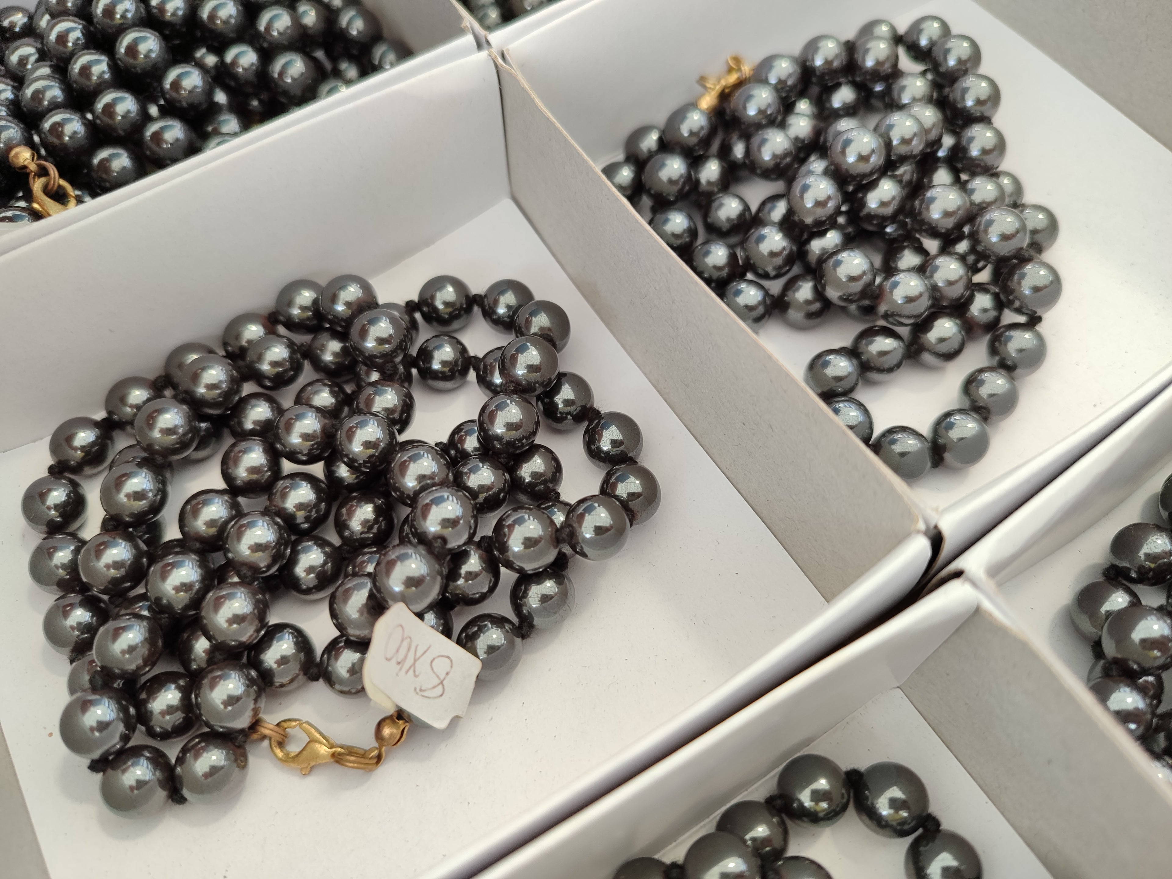 Polished Silver Hematite Ball Shaped Beaded Necklace - Sold Per Item - From China - Toprock Gemstones and Minerals 