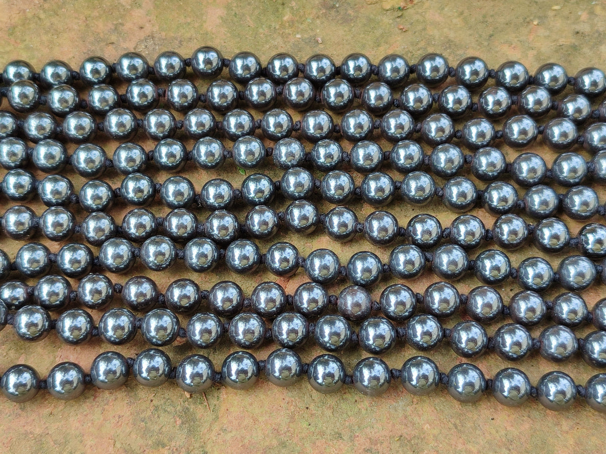 Polished Silver Hematite Ball Shaped Beaded Necklace - Sold Per Item - From China - Toprock Gemstones and Minerals 
