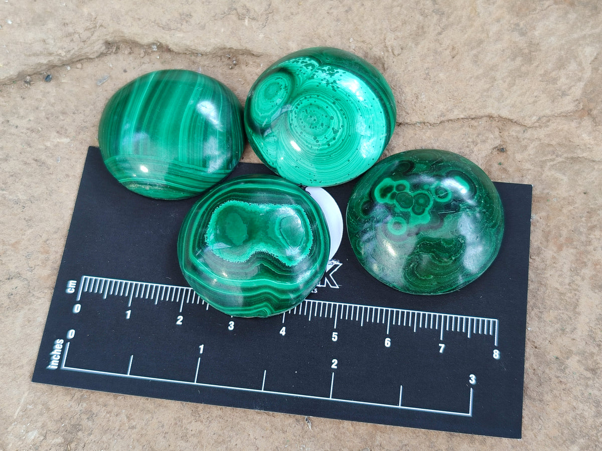 Hand Made Round Flower Banded Malachite Cabochons - Sold Per Item - From Congo - Toprock Gemstones and Minerals 