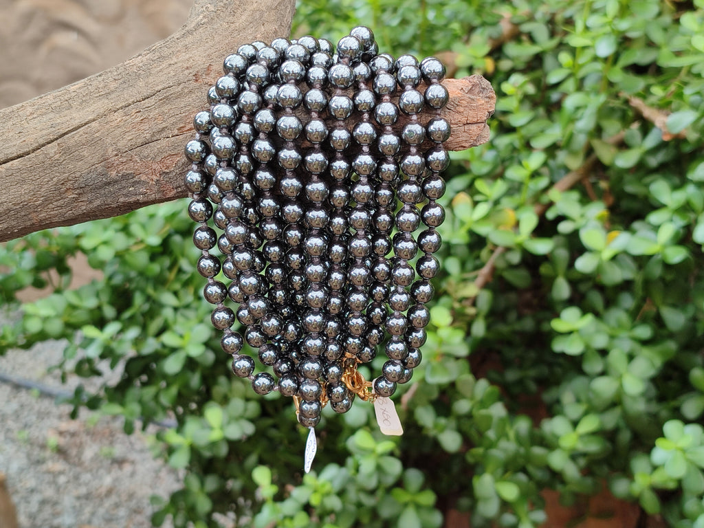 Polished Silver Hematite Ball Shaped Beaded Necklace - Sold Per Item - From China - Toprock Gemstones and Minerals 