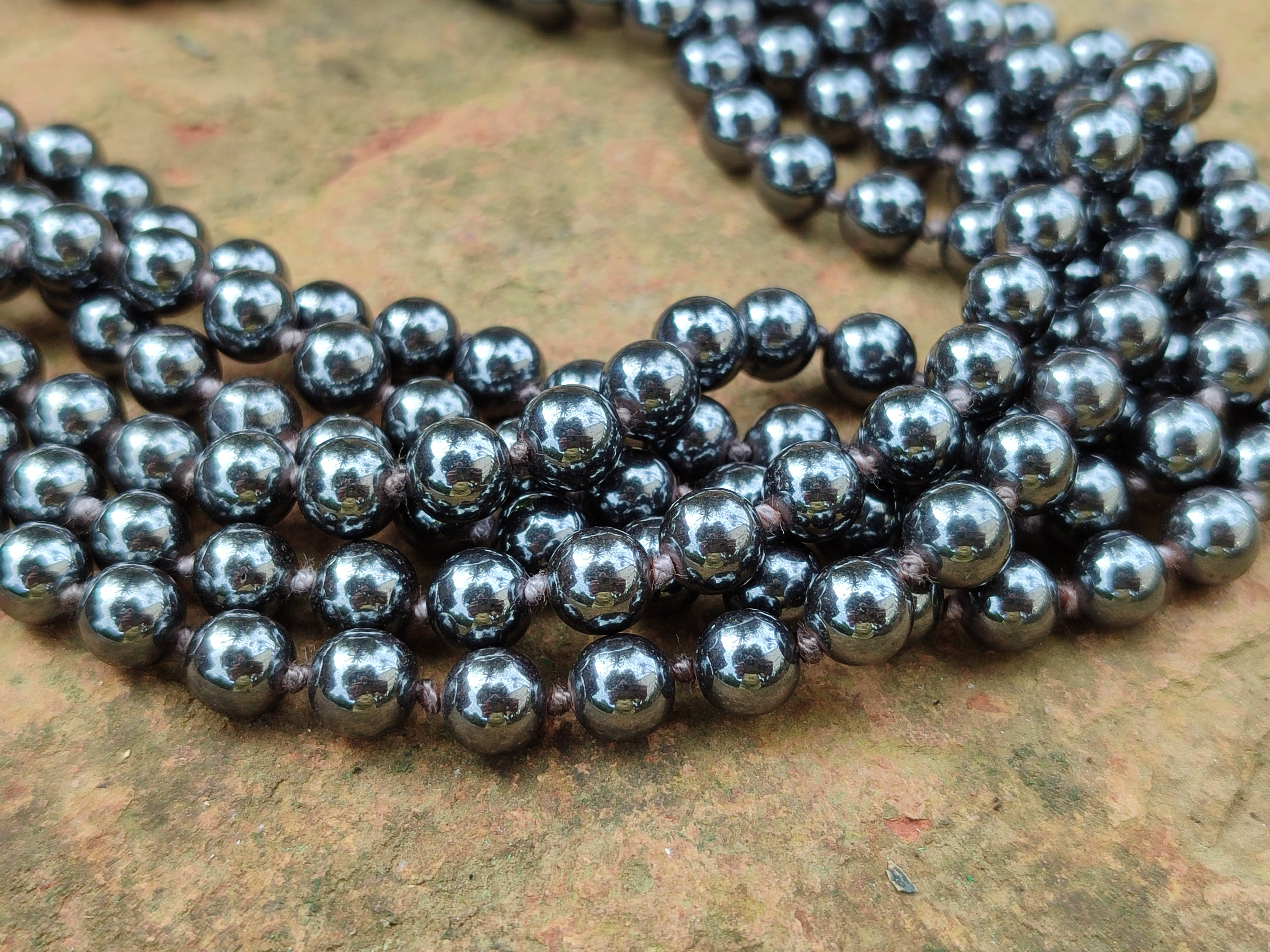 Polished Silver Hematite Ball Shaped Beaded Necklace - Sold Per Item - From China - Toprock Gemstones and Minerals 