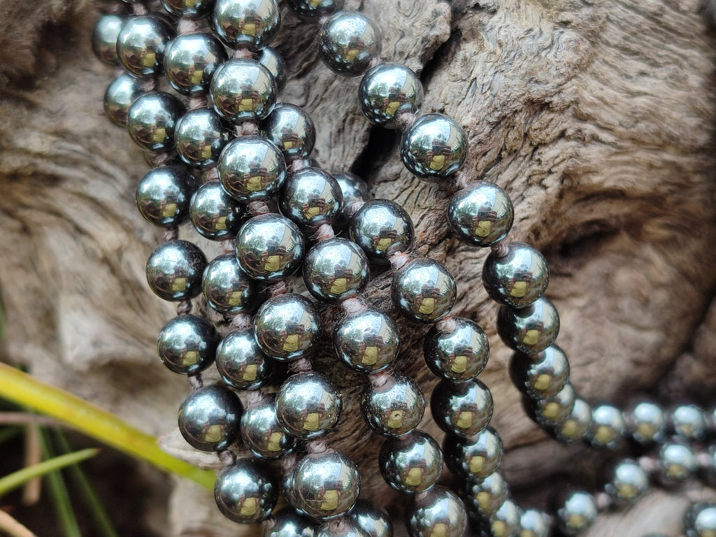 Polished Silver Hematite Ball Shaped Beaded Necklace - Sold Per Item - From China - Toprock Gemstones and Minerals 