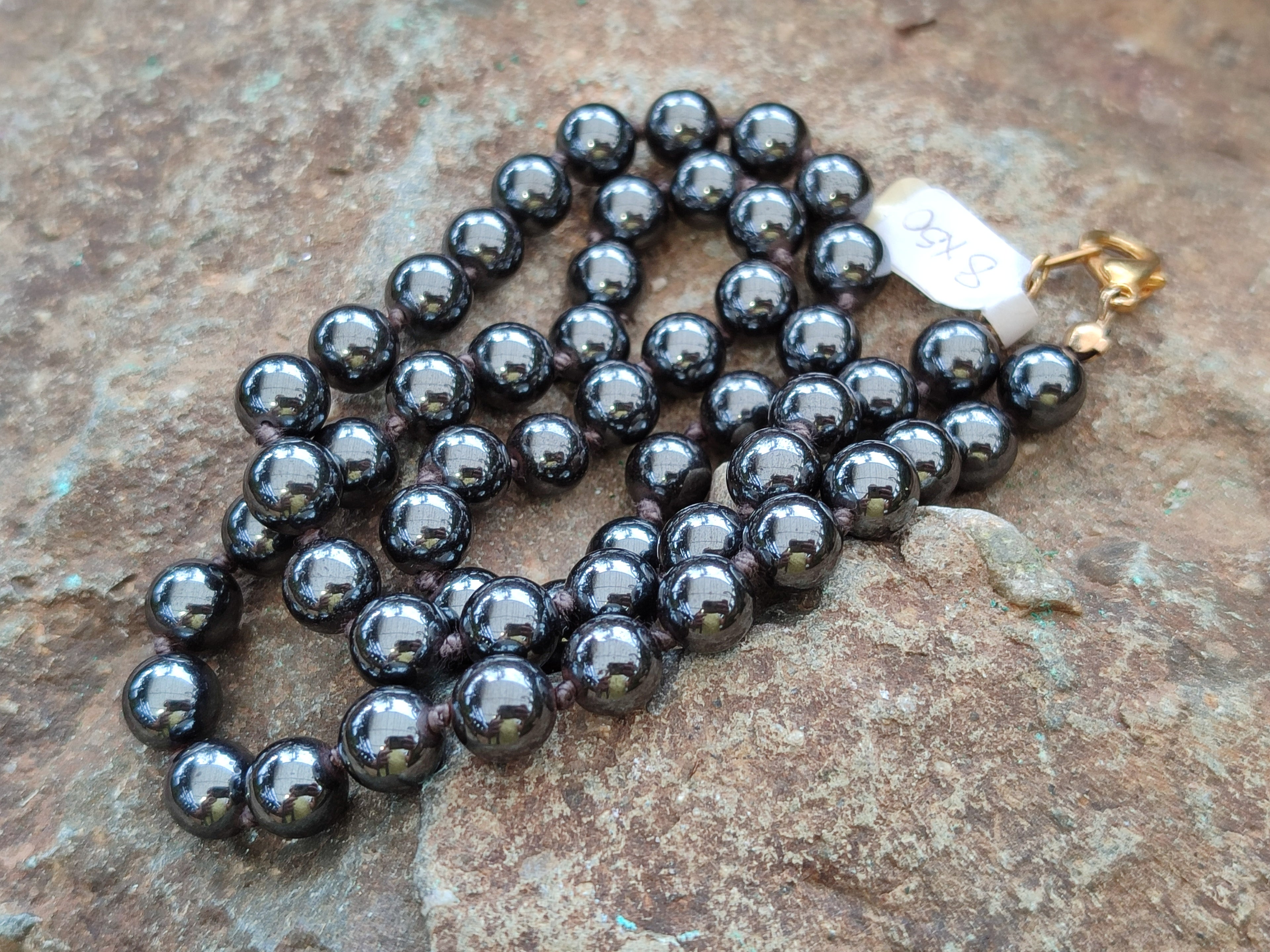 Polished Silver Hematite Ball Shaped Beaded Necklace - Sold Per Item - From China - Toprock Gemstones and Minerals 