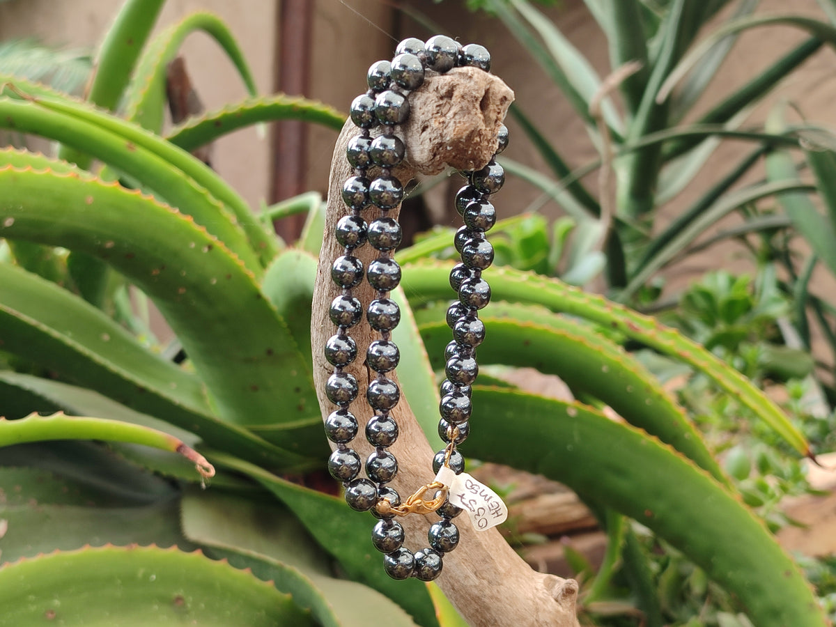 Polished Silver Hematite Ball Shaped Beaded Necklace - Sold Per Item - From China - Toprock Gemstones and Minerals 