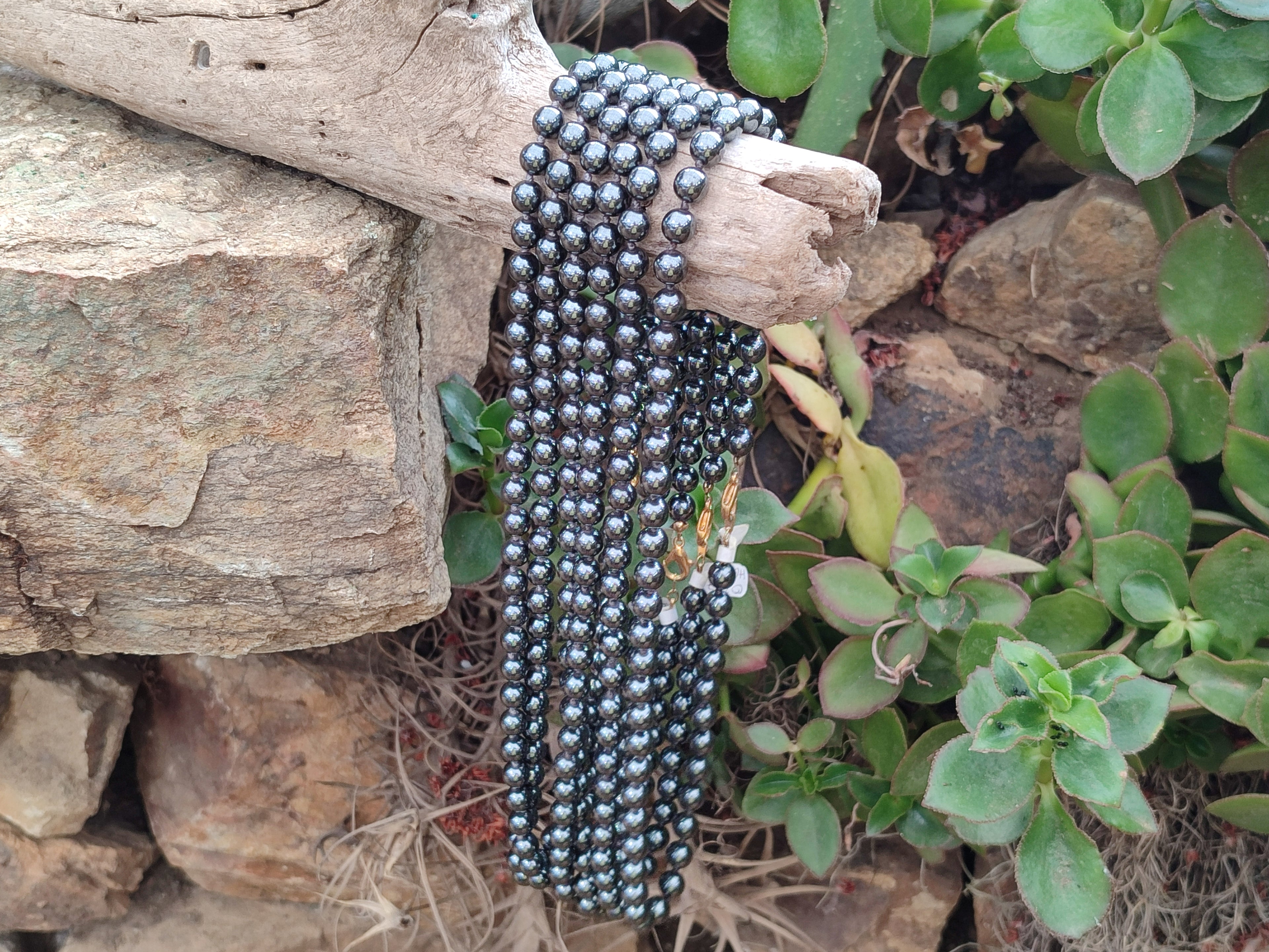 Polished Silver Hematite Ball Shaped Beaded Necklace - Sold Per Item - From China - Toprock Gemstones and Minerals 