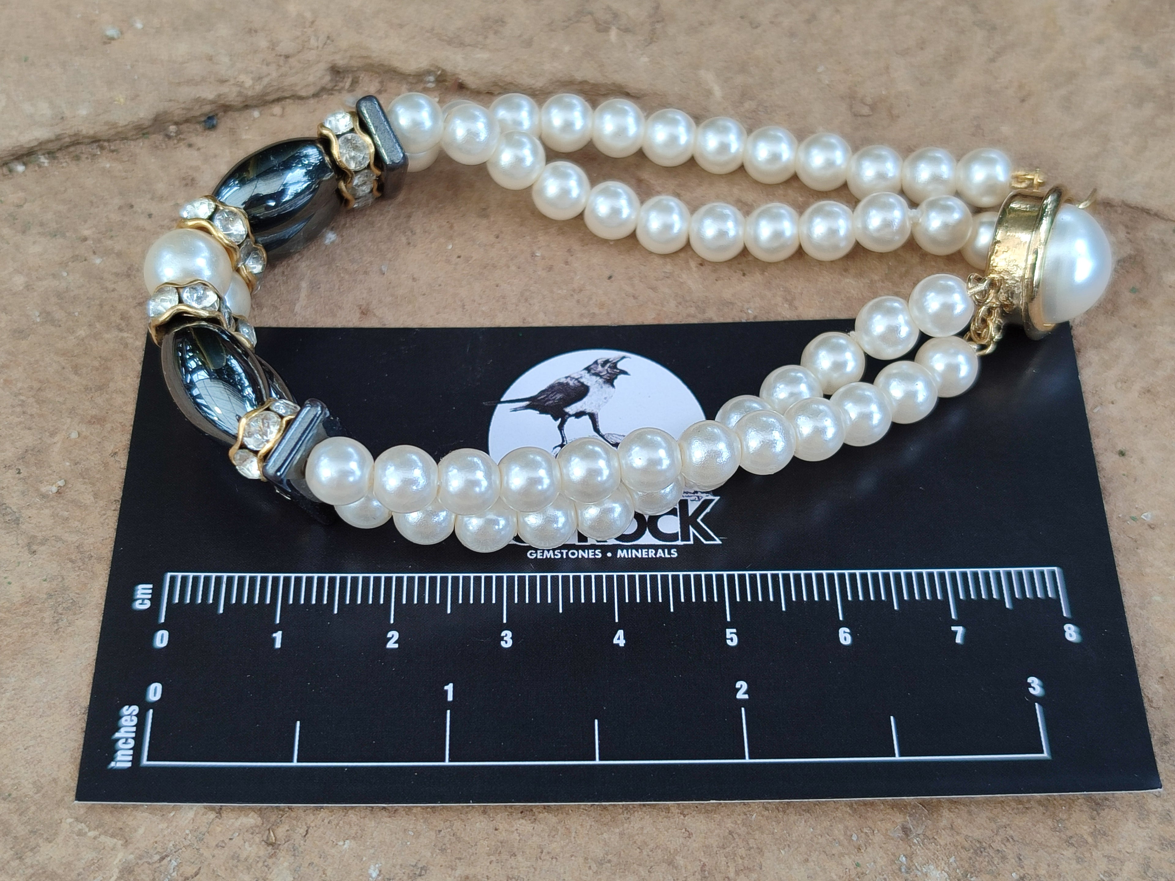 Polished Hematite and Freshwater Pearl Beaded Bracelet- Sold Per Item - From Southern Africa - Toprock Gemstones and Minerals 