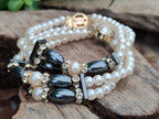 Polished Hematite and Freshwater Pearl Beaded Bracelet- Sold Per Item - From Southern Africa - Toprock Gemstones and Minerals 