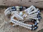 Polished Hematite and Freshwater Pearl Beaded Bracelet- Sold Per Item - From Southern Africa - Toprock Gemstones and Minerals 