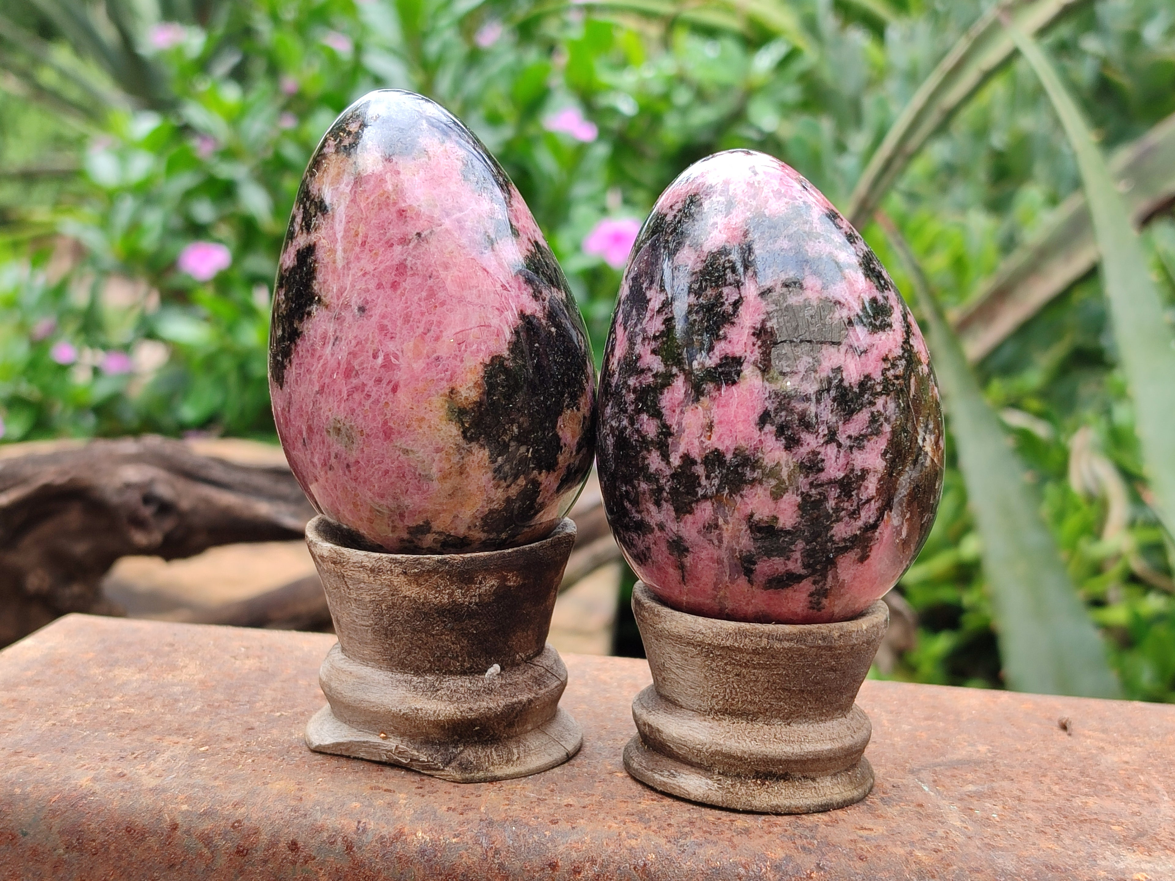 Polished Rhodonite Eggs x 4 From Madagascar - Toprock Gemstones and Minerals 