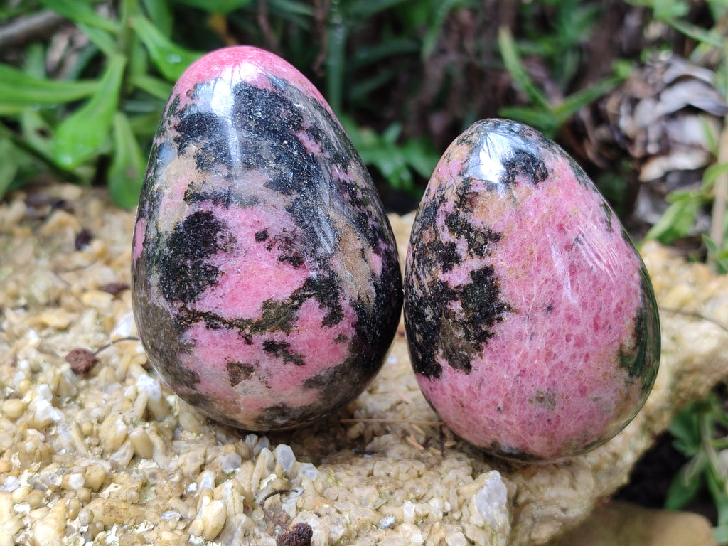 Polished Rhodonite Eggs x 4 From Madagascar - Toprock Gemstones and Minerals 