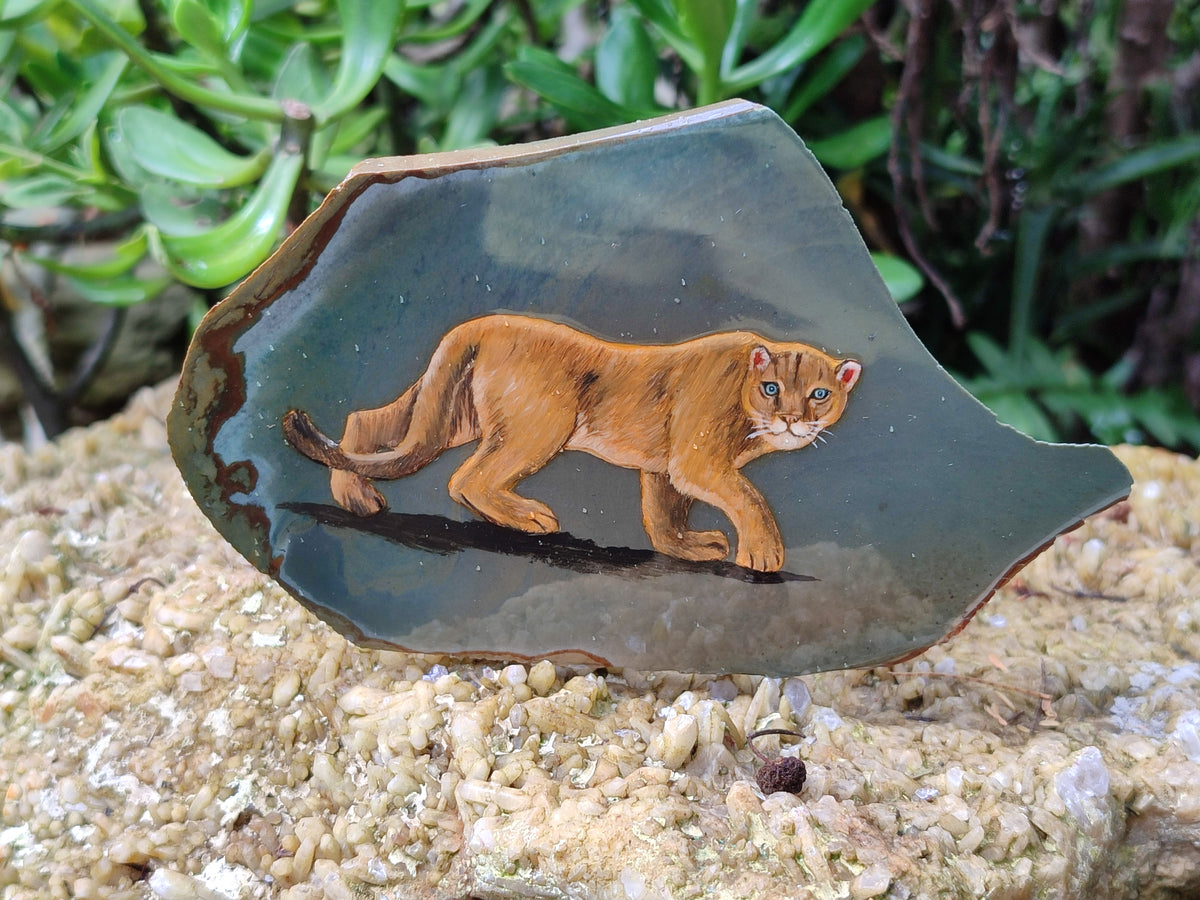 Hand Made Lioness Decoupage Stone Slabs x 3 From Southern Africa - Toprock Gemstones and Minerals 