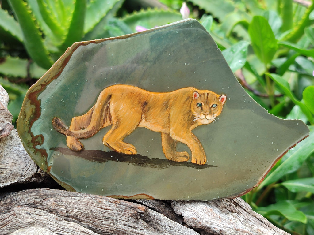 Hand Made Lioness Decoupage Stone Slabs x 3 From Southern Africa - Toprock Gemstones and Minerals 