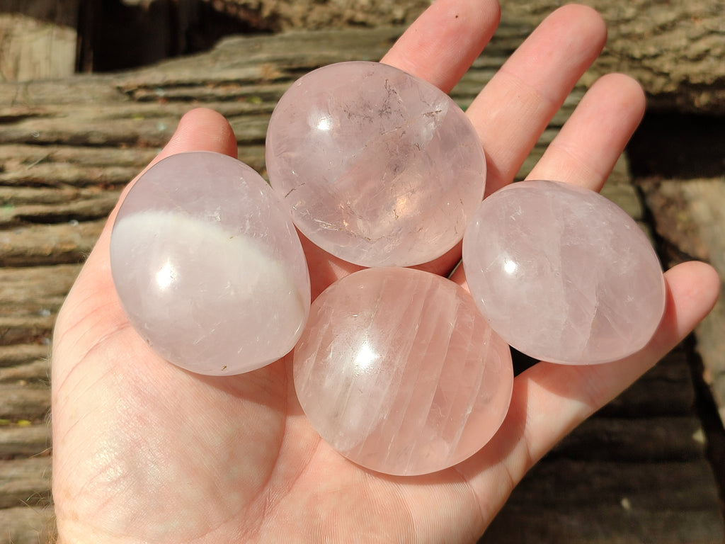 Polished Rose Quartz Palm Stones x 12 From Madagascar - Toprock Gemstones and Minerals 