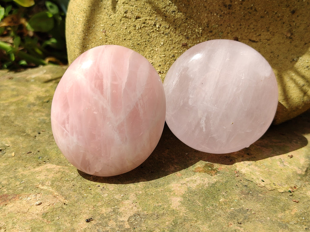 Polished Rose Quartz Palm Stones x 12 From Madagascar - Toprock Gemstones and Minerals 