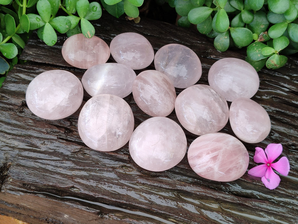 Polished Rose Quartz Palm Stones x 12 From Madagascar - Toprock Gemstones and Minerals 
