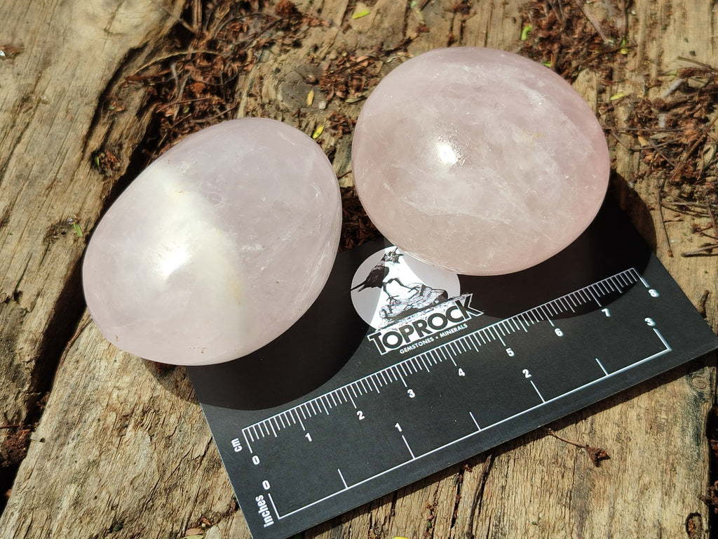 Polished Rose Quartz Palm Stones x 12 From Madagascar - Toprock Gemstones and Minerals 