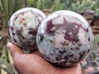 Polished Rubellite Pink Tourmaline Spheres x 2 From Ambatondrazaka, Madagascar - Toprock Gemstones and Minerals 
