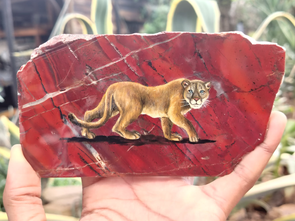 Hand Made Lioness Decoupage Stone Slabs x 3 From Southern Africa - Toprock Gemstones and Minerals 