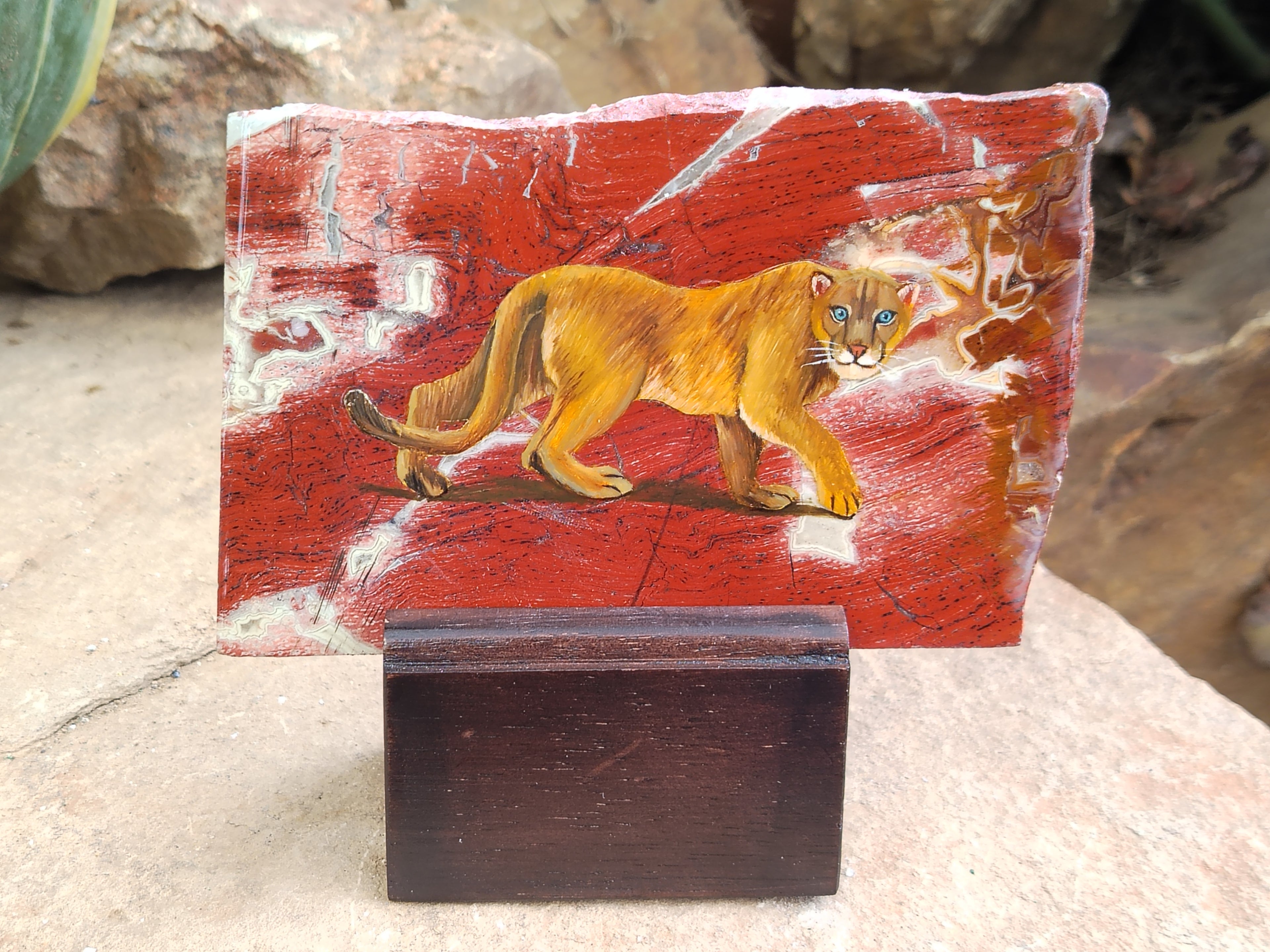 Hand Made Lioness Decoupage Stone Slabs x 3 From Southern Africa - Toprock Gemstones and Minerals 
