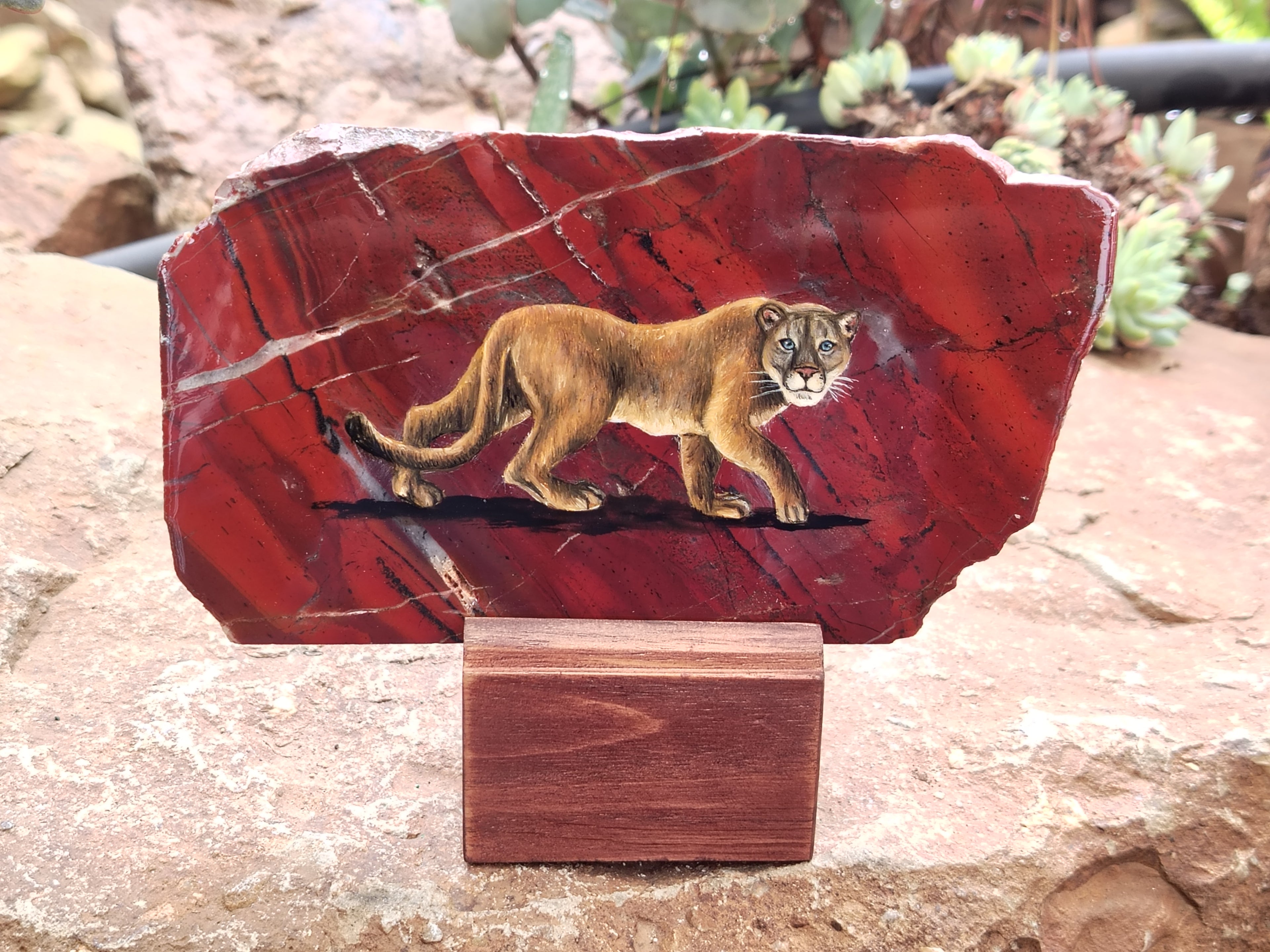 Hand Made Lioness Decoupage Stone Slabs x 3 From Southern Africa - Toprock Gemstones and Minerals 