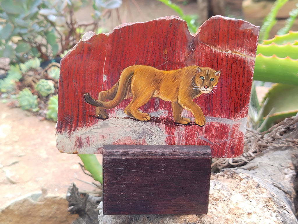 Hand Made Lioness Decoupage Stone Slabs x 3 From Southern Africa - Toprock Gemstones and Minerals 