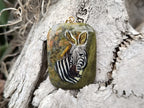 Polished Unakite Pendant with Hand Painted Zebra - Sold Per Item - From South Africa - Toprock Gemstones and Minerals 