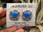 Polished Blue Onyx Surgical Steel Stud Earrings - Sold Per Pair - From Swaziland - Toprock Gemstones and Minerals 