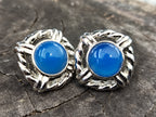 Polished Blue Onyx Surgical Steel Stud Earrings - Sold Per Pair - From Swaziland - Toprock Gemstones and Minerals 