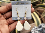 Polished White Onyx and Rose Quartz Earrings - Sold Per Pair - From China - Toprock Gemstones and Minerals 