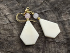 Polished White Onyx and Rose Quartz Earrings - Sold Per Pair - From China - Toprock Gemstones and Minerals 