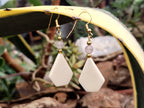 Polished White Onyx and Rose Quartz Earrings - Sold Per Pair - From China - Toprock Gemstones and Minerals 