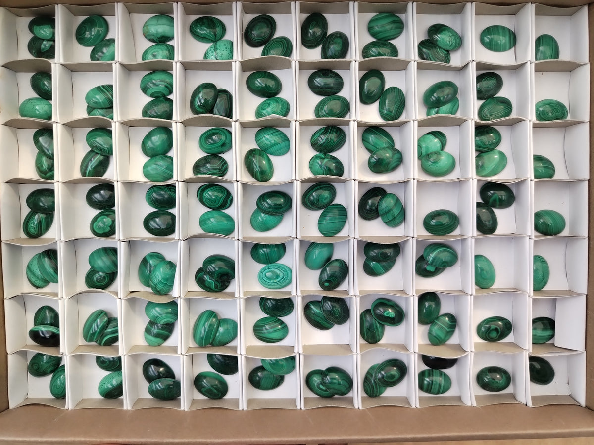 Hand Made Oval Flower Banded Malachite Cabochons - Sold Per Item - From Congo - Toprock Gemstones and Minerals 