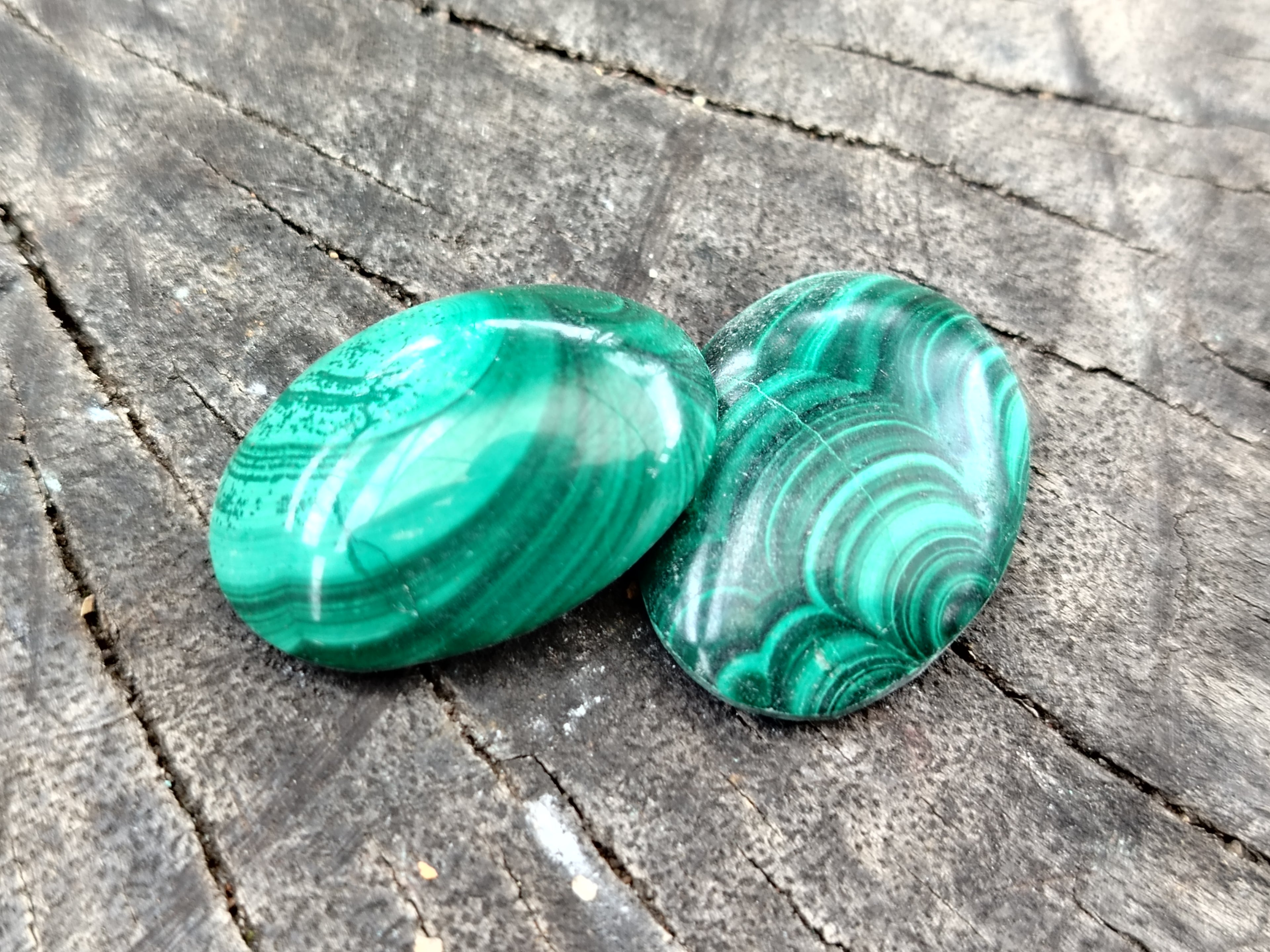 Hand Made Oval Flower Banded Malachite Cabochons - Sold Per Item - From Congo - Toprock Gemstones and Minerals 